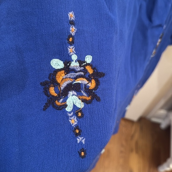 FREE PEOPLE: Oxford Embroidered Mini Dress. Size Medium - Picture 4 of 6